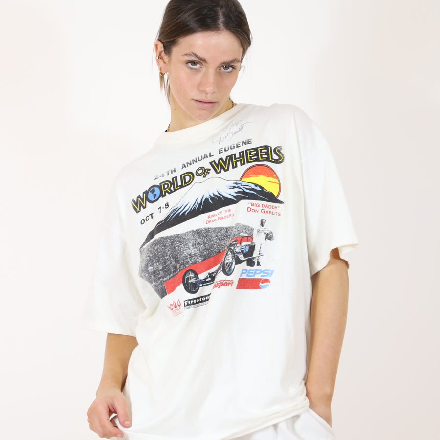 World of Wheels 90's Single Stitch T-shirt in White