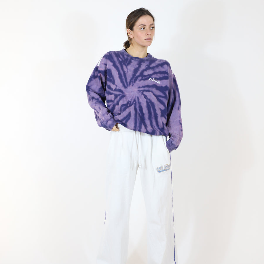 Adidas Tie Dye Embroidered 90's Sweatshirt in Purple