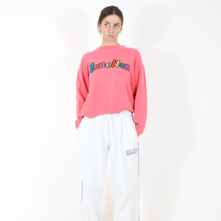 Colors of Benetton 90's Spellout Sweatshirt in Pink and Multicolour