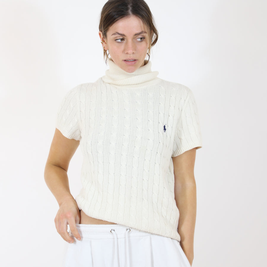 Polo Ralph Lauren Cable Knit Short Sleeve Jumper in White