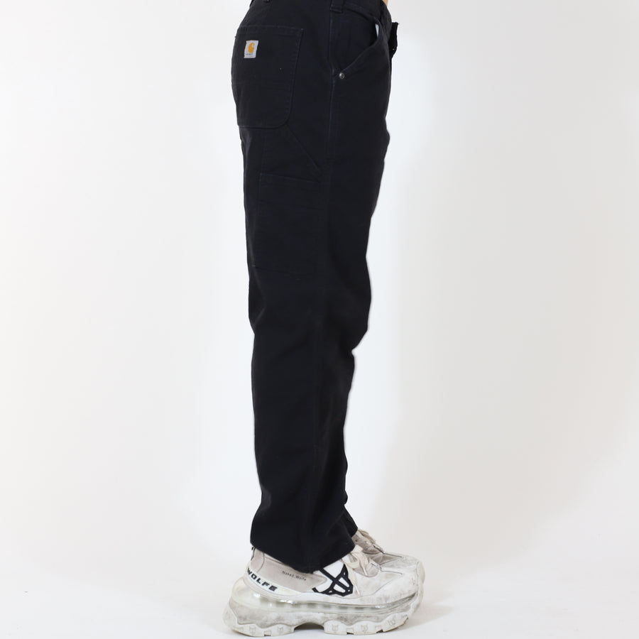 Vintage 90's Carhartt Back Pocket Patch Logo Carpenter Trousers in Black