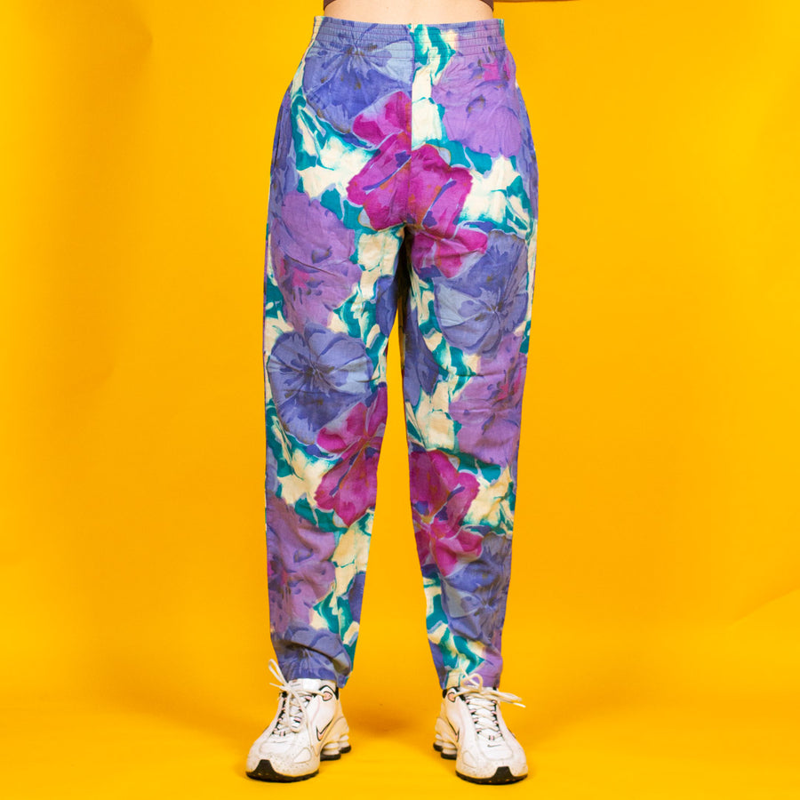 United Colours of Benetton wild floral pattern trousers in purple, blue and white