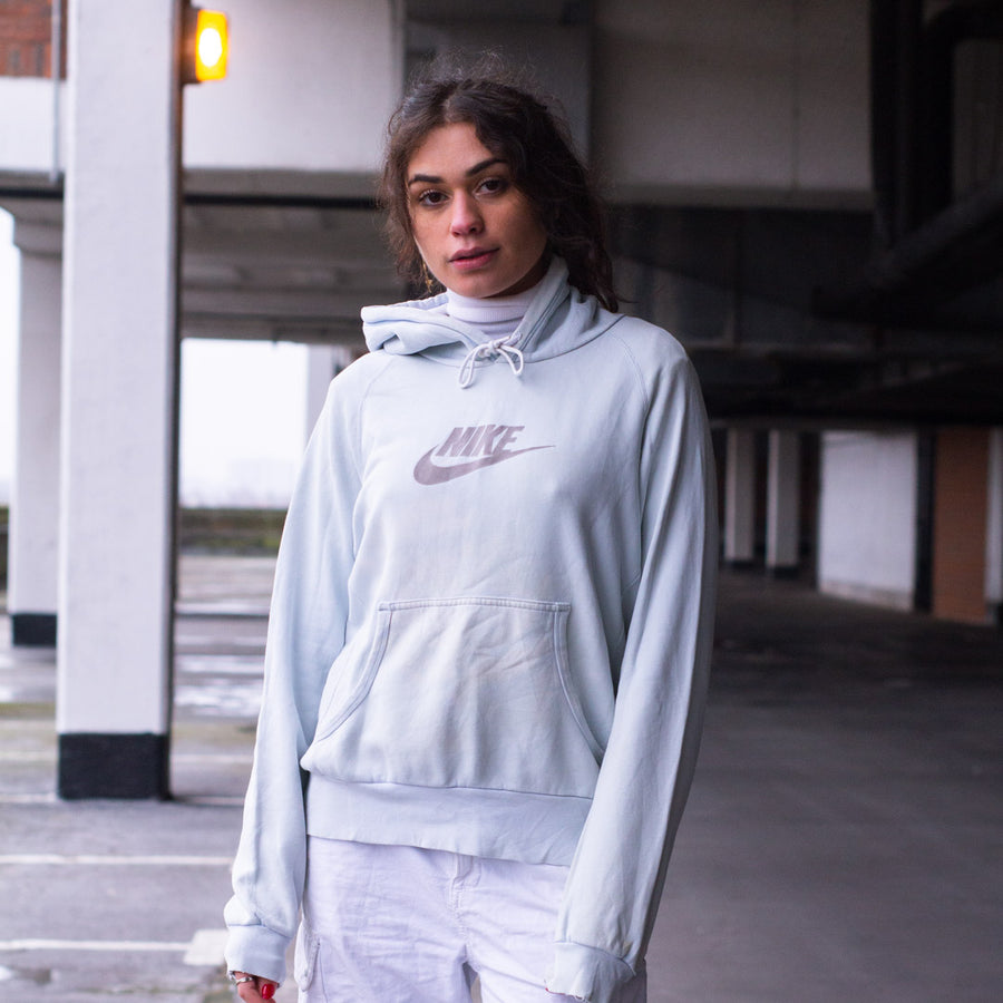 Nike hoodie in an off white / baby blue