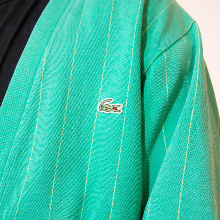 Lacoste Chemise 90s Pin Stripe Cardigan Sweater in Green