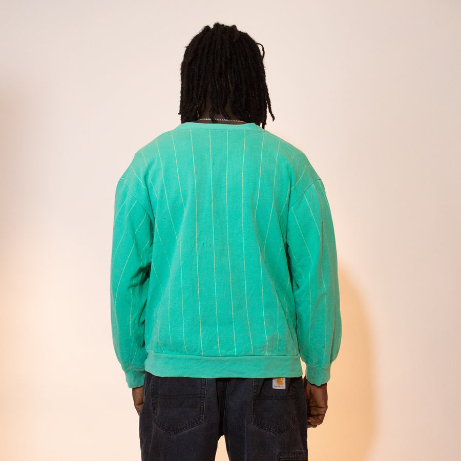 Lacoste Chemise 90s Pin Stripe Cardigan Sweater in Green