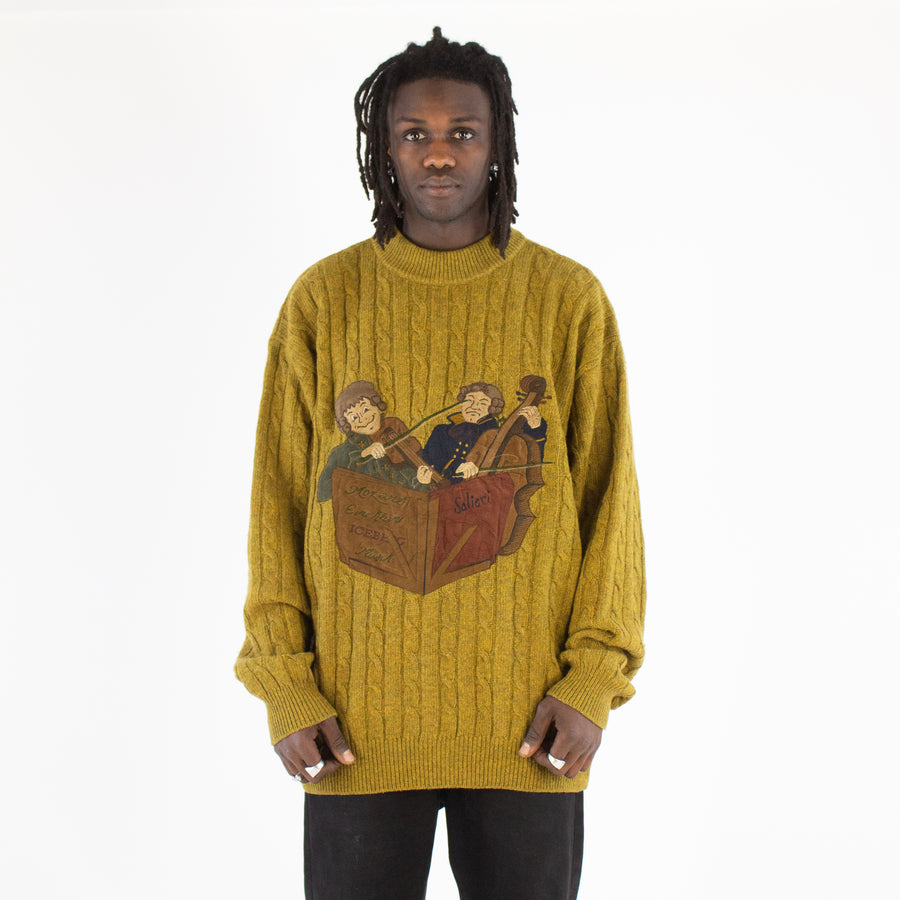 Iceberg Wool Cable Knit Jumper in Khaki Green