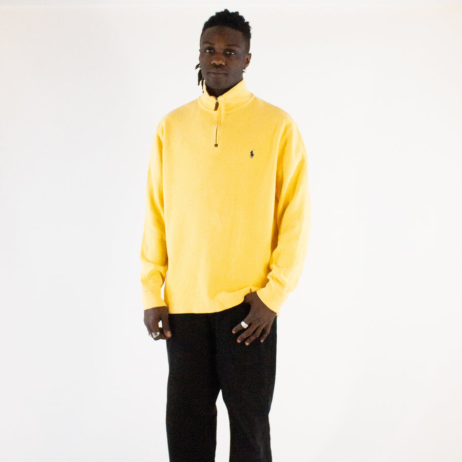 Polo Ralph Lauren 1/4 Zip Sweatshirt in Yellow & Navy