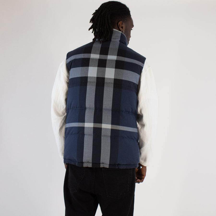 Burberry Brit Reversible Check Puffer Gilet Jacket in Navy Blue