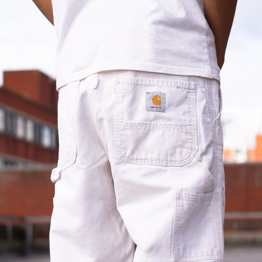 Carhartt 90's Back Pocket Logo Straight Legged Carpenter Trousers in White