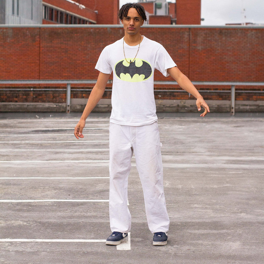 Fruit of The Loom 1984 Batman Logo Graphic T-Shirt in White, Black and Yellow