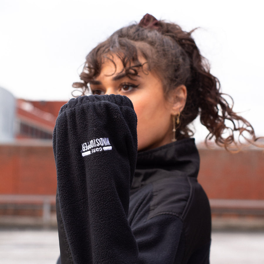The North Face Embroidered Logo Summit Series Windstopper Waterproof Fleece Jacket in Black and White
