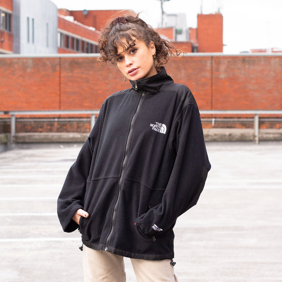 The North Face Embroidered Logo Summit Series Windstopper Waterproof Fleece Jacket in Black and White