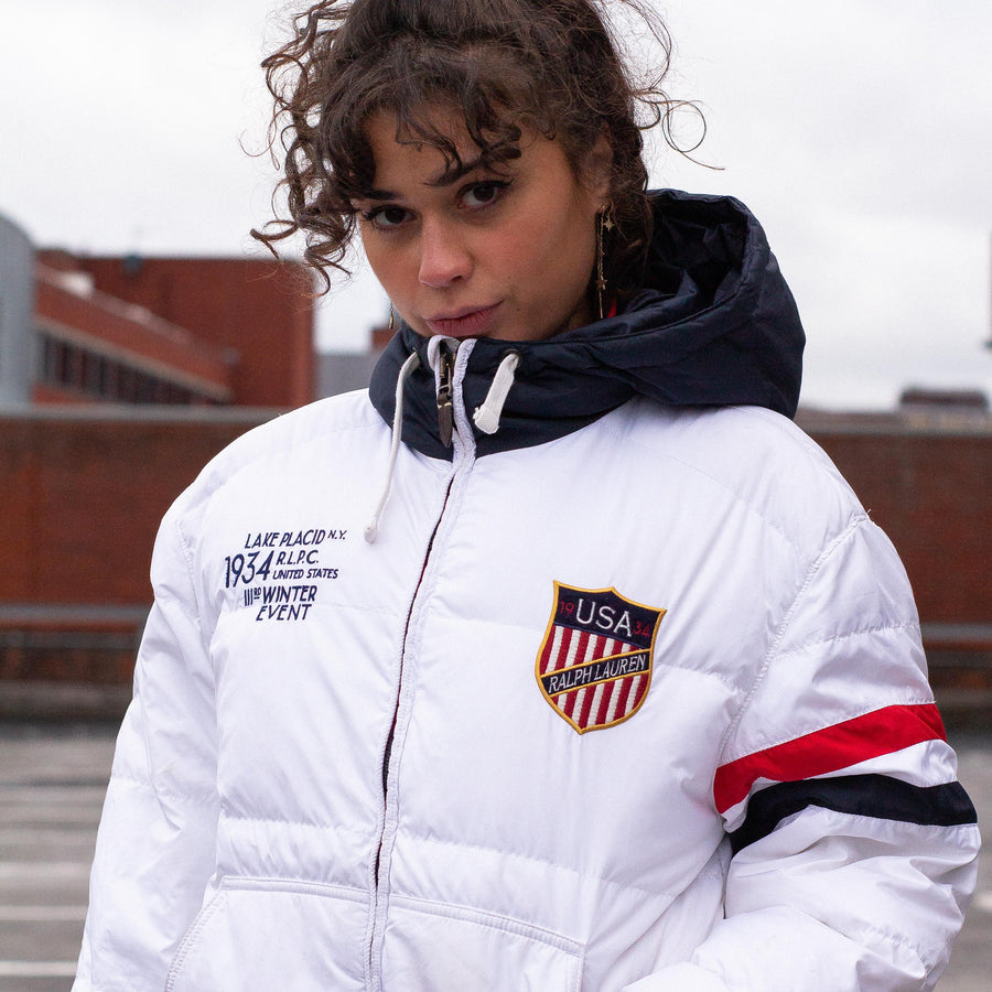 Polo Ralph Lauren 2010 Embroidered Crest Vancouver 2010 Winter Olympics Down Puffer Jacket in White and Black