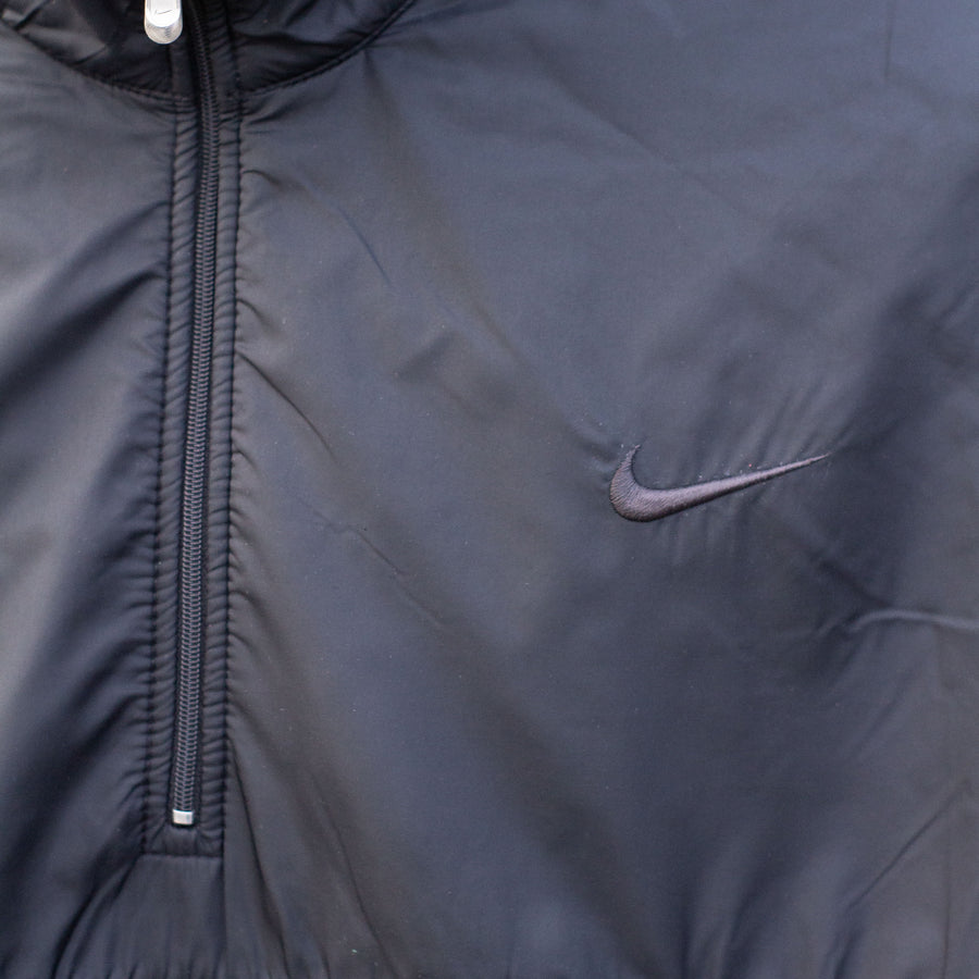Nike Early 00's Embroidered Swoosh W1/4 Zip Waterproof Fleece in Black