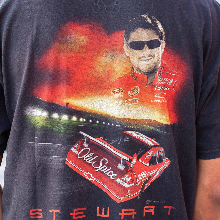 Nascar 00's Tony Stewart Print Graphic T-Shirt in Black and Red