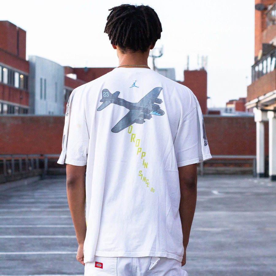 Nike Jordan Embroidered Logo Graphic T-Shirt in White, Green, Black and Blue