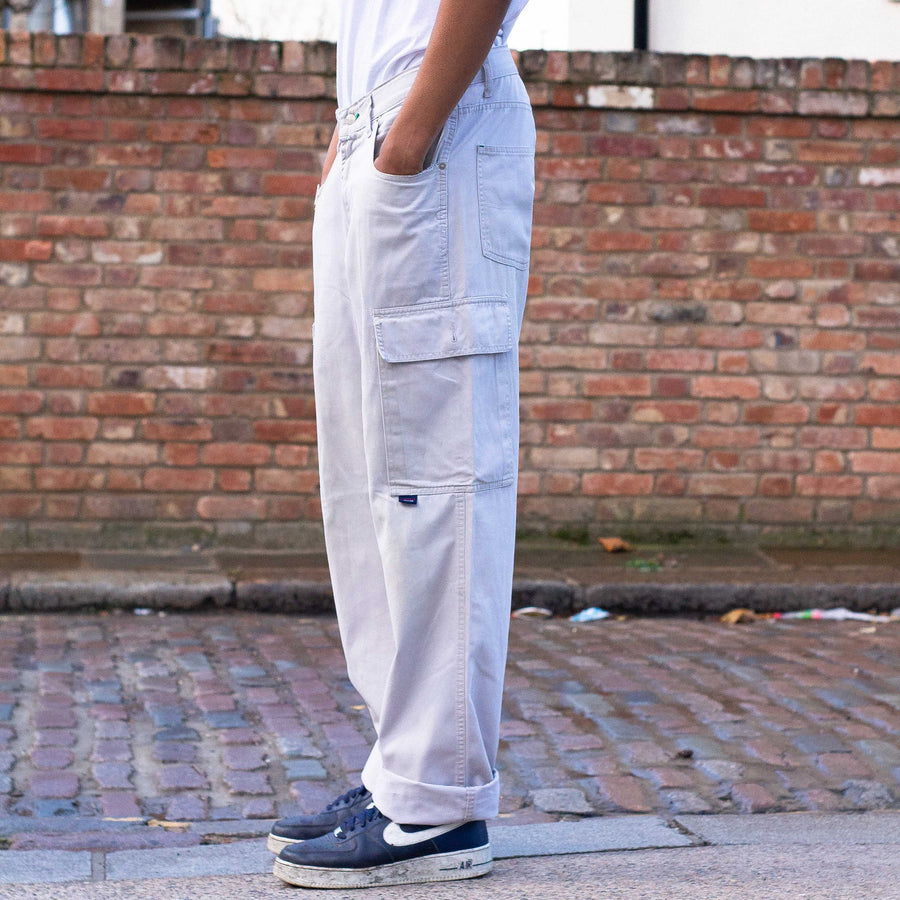 Tommy Jeans 00's Patch Flag Logo Cargo Trousers in Cream