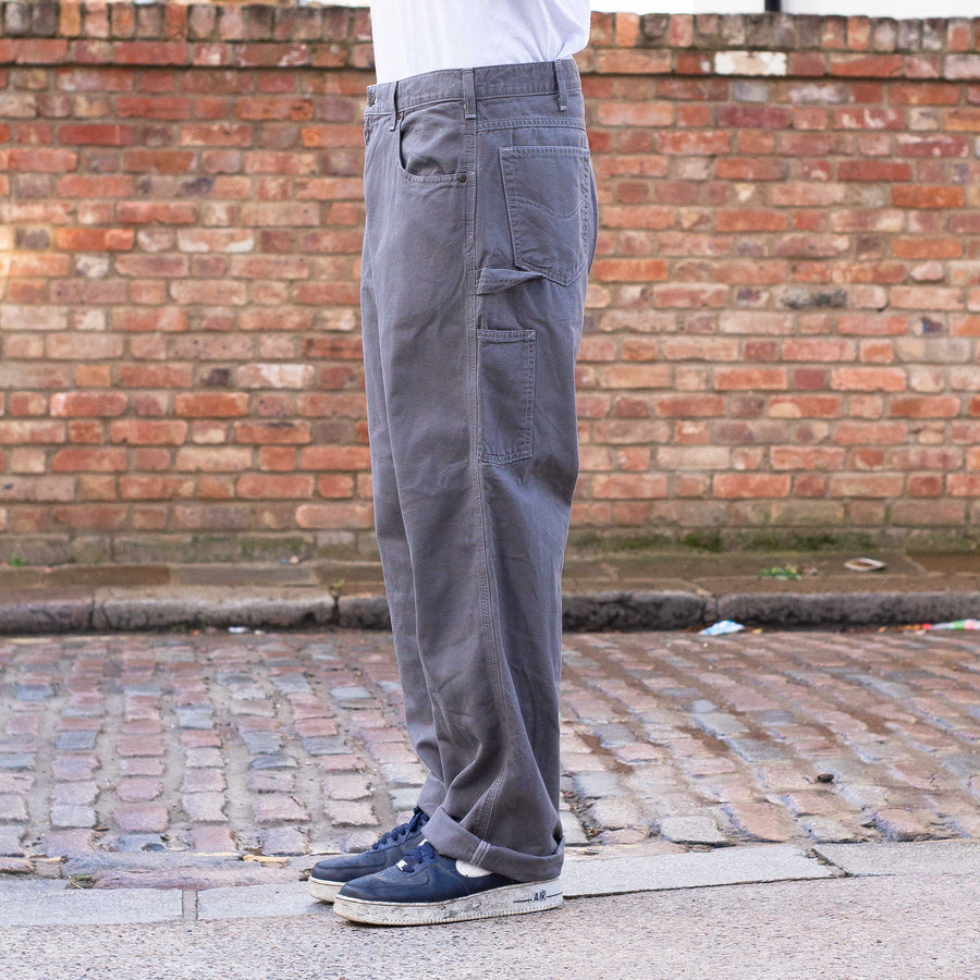 Carhartt 90's Leather Logo Carpenter Trousers in Grey