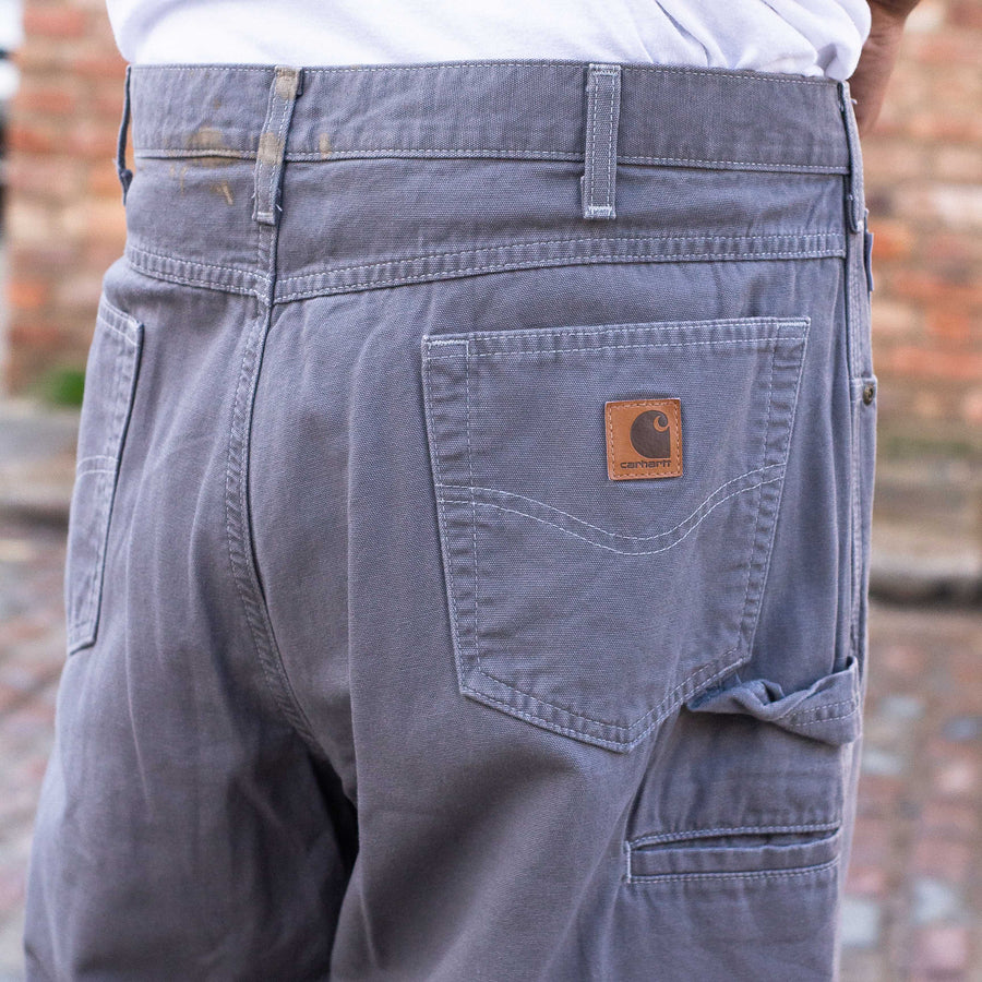 Carhartt 90's Leather Logo Carpenter Trousers in Grey