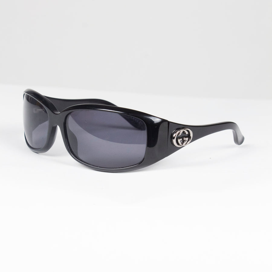 Gucci 90's Metal Logo Sunglasses in Black and Silver
