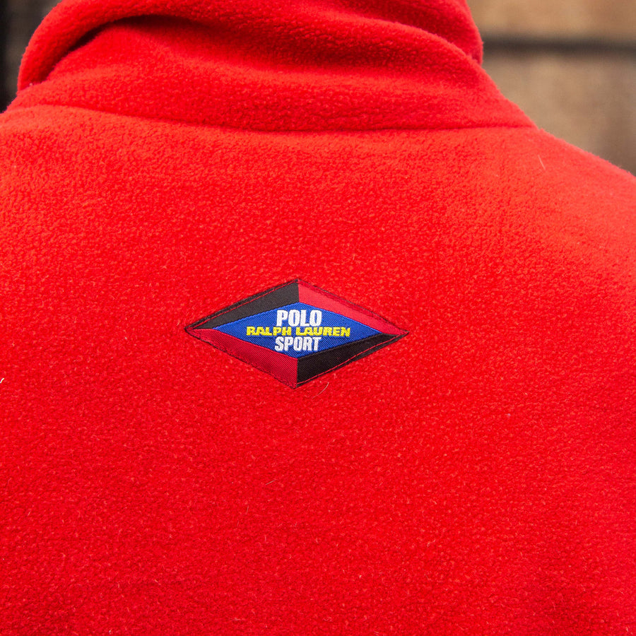 Polo Sport 90's Embroidered Spellout Reversible 2-in-1 Fleece Jacket in Red and Black