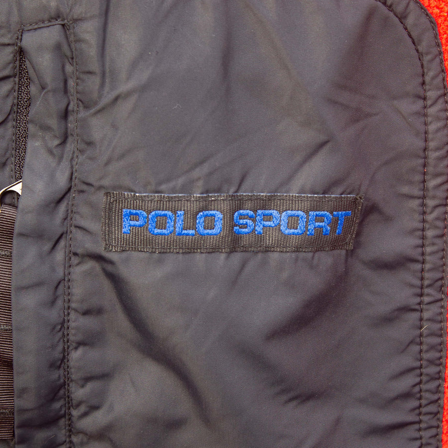 Polo Sport 90's Embroidered Spellout Reversible 2-in-1 Fleece Jacket in Red and Black