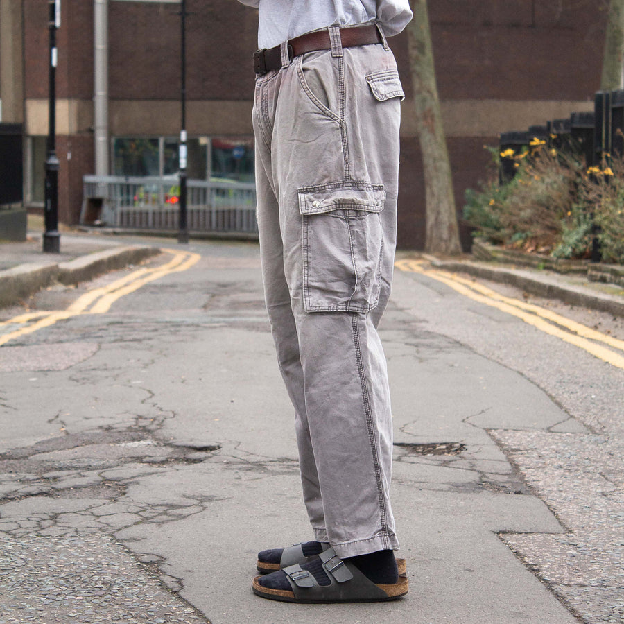 Carhartt 90's Patch Logo Straight Legged Cargo Trousers in Grey