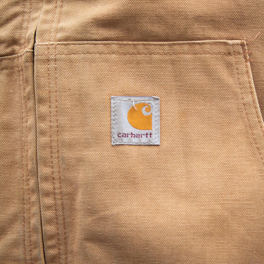 Carhartt 90's Patch Logo Fleece Lined Hooded Detroit Jacket in Light Brown