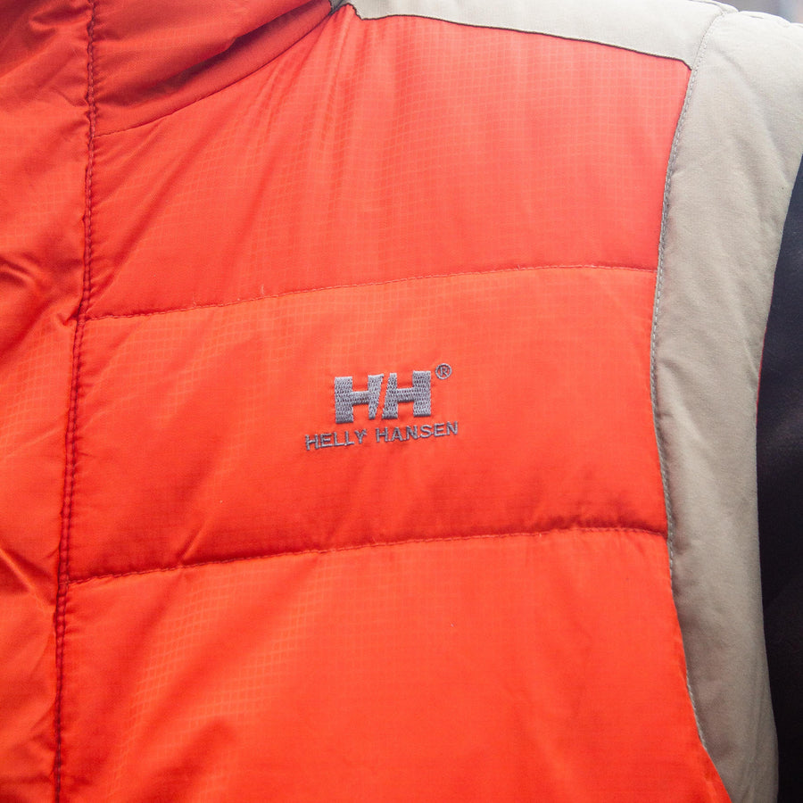 Helly Hansen 90's Embroidered Logo Down Puffer Gilet in Orange and Beige