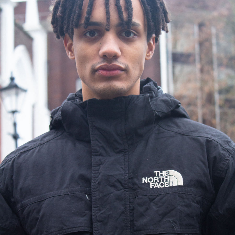 The North Face Hyvent Embroidered Logo Waterproof Parka Jacket in Black and White