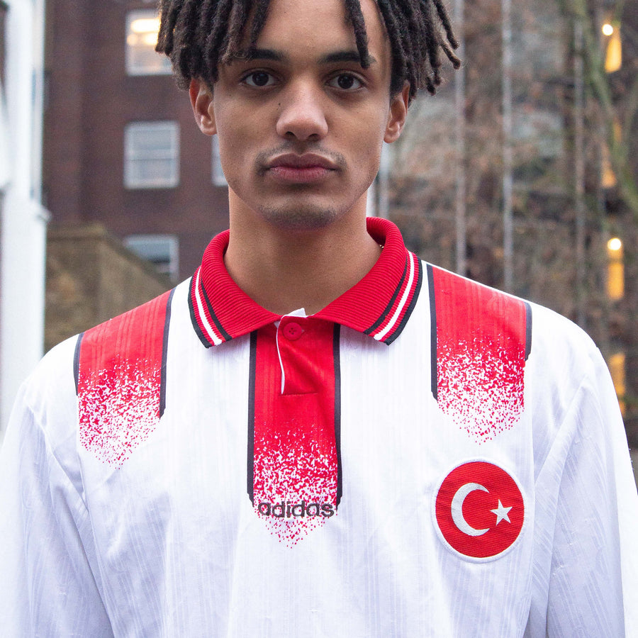 Adidas Turkey Footbal 1996 - 1998 Home Football Shirt in White and Red