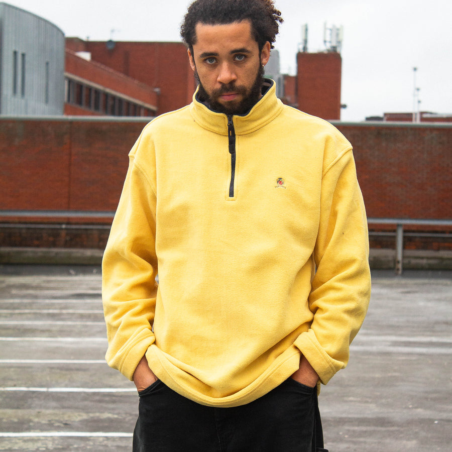 Tommy Hilfiger 90's Embroidered Crest 1/4 Zip Fleece in Yellow