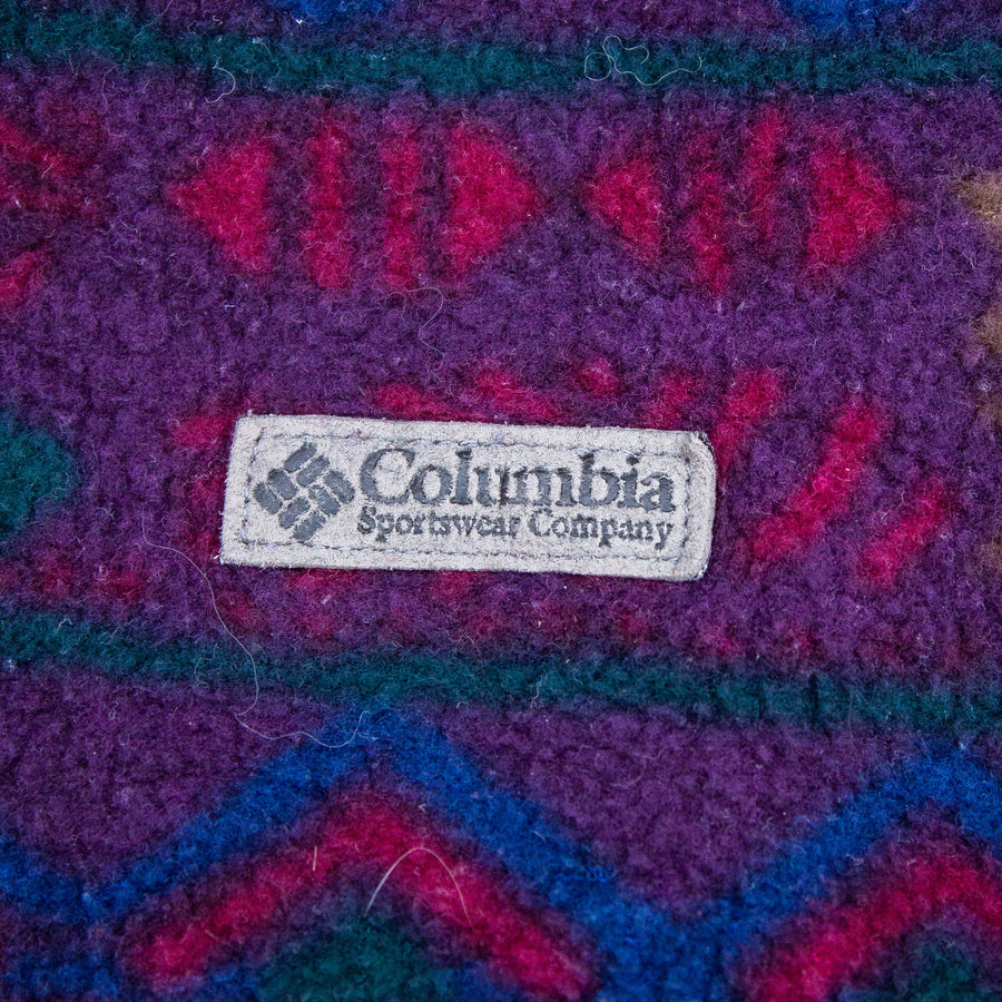 Columbia 90's Patch Spellout Ringer Fleece Sweatshirt in a Multicoloured Aztec Pattern