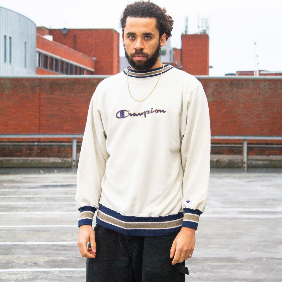 Champion Reverse Weave 90's Embroidered Spellout Ringer Sweatshirt