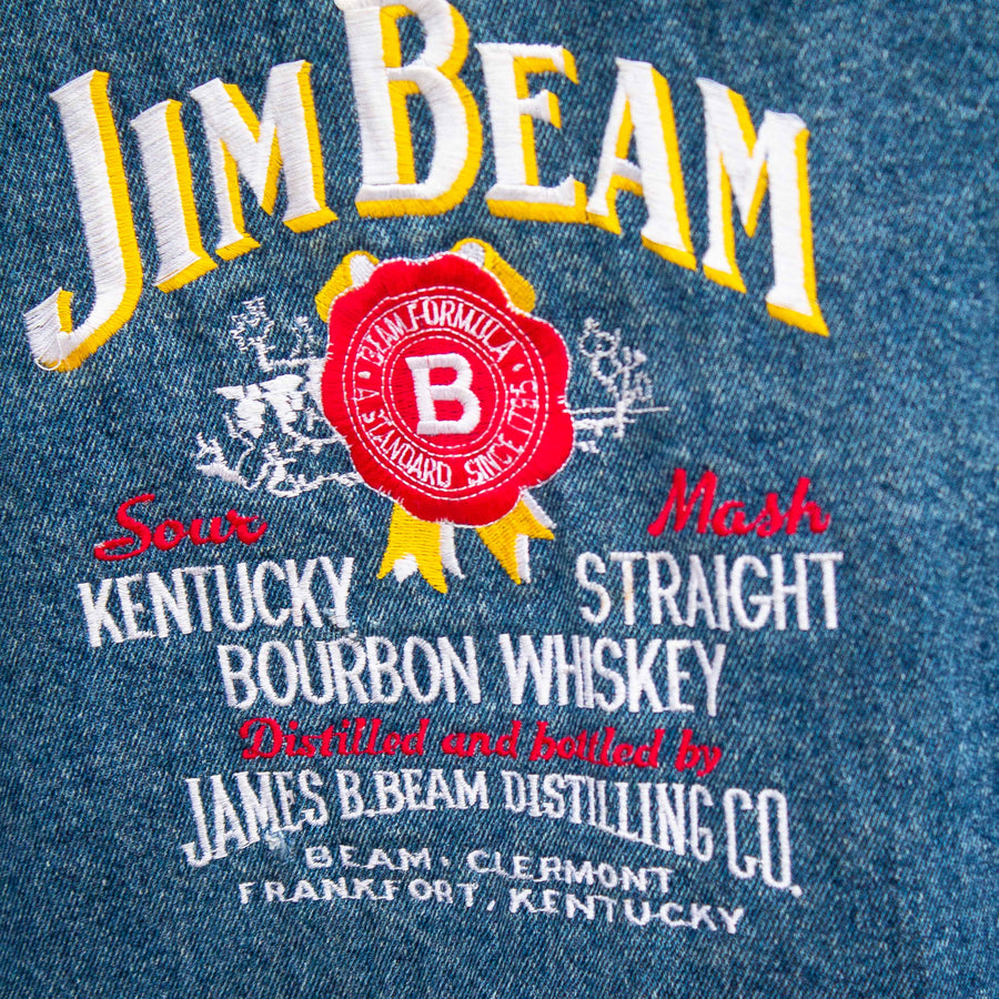 Jim Beam 90's Embroidered Logo Denim Jacket in Blue