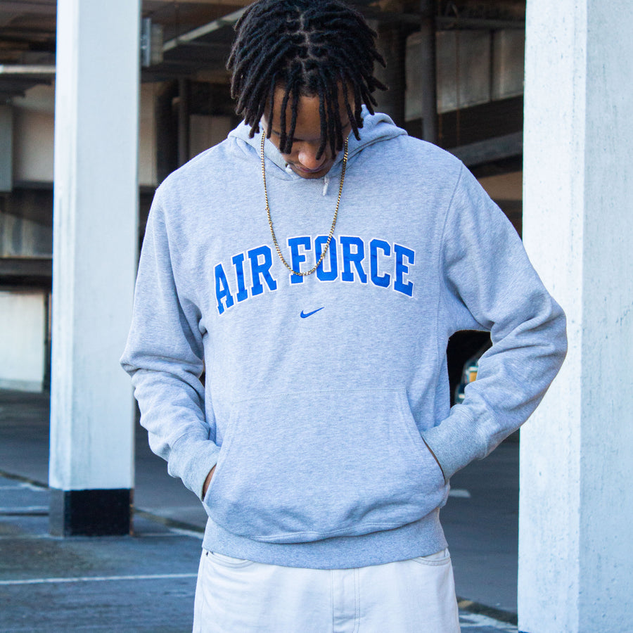 Vintage Nike Air Force Spell out Hoodie in Grey & Blue