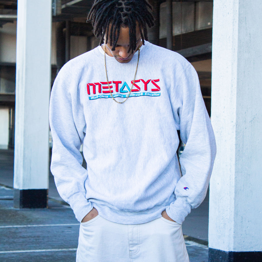 Champion 90s Reverse Weave Metasys Software Sweatshirt in Grey