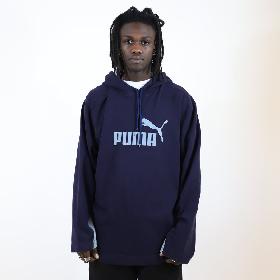 Puma early 00's hoodie in navy and baby blue
