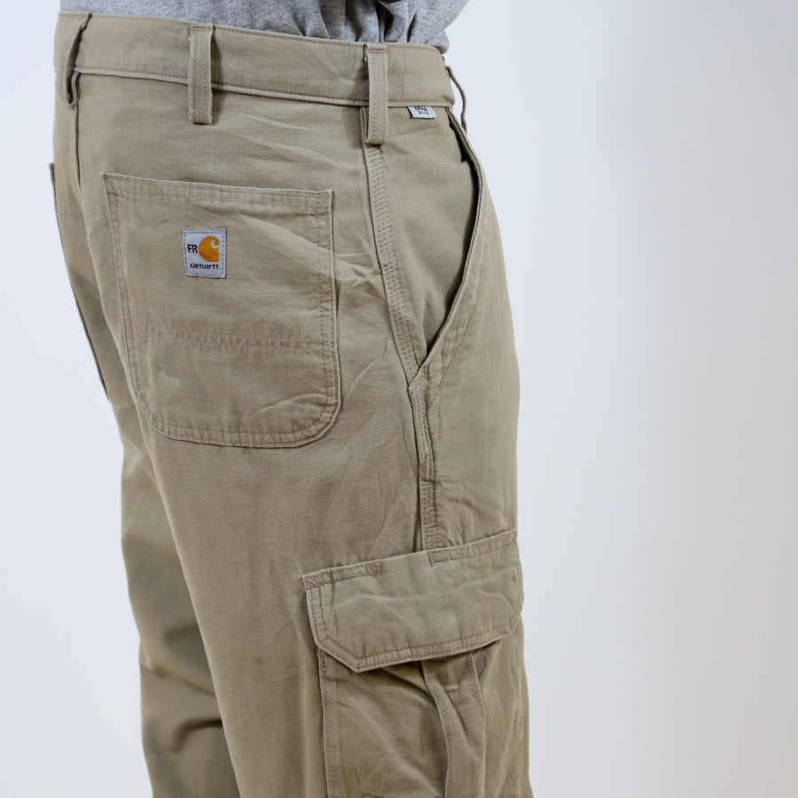 Carhartt 90's FR Back Pocket Logo Cargo Trousers in Beige