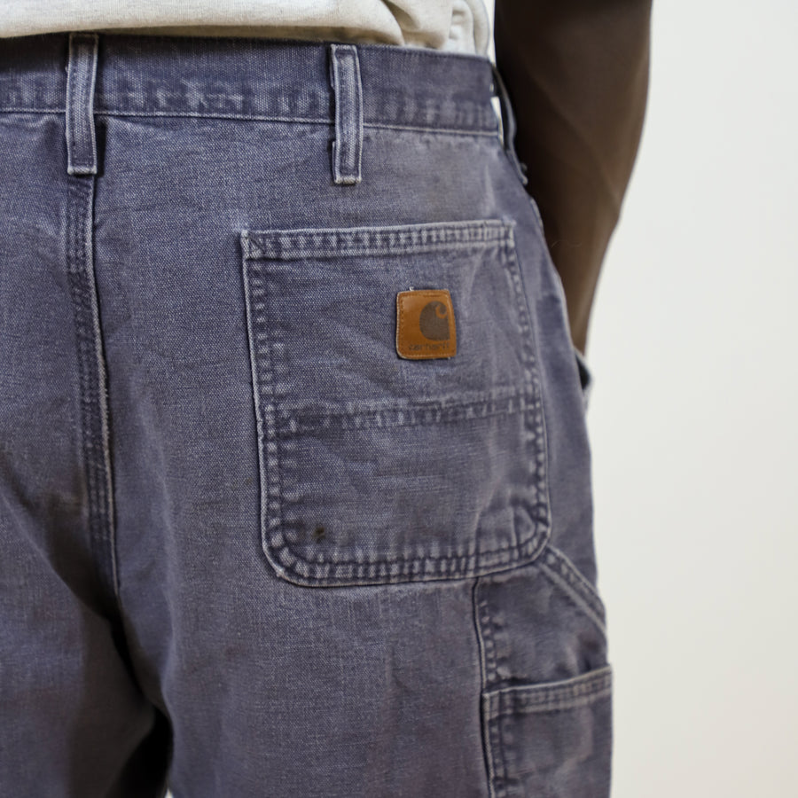 Carhartt 90's leather back Pocket Logo Carpenter Trousers in dark grey