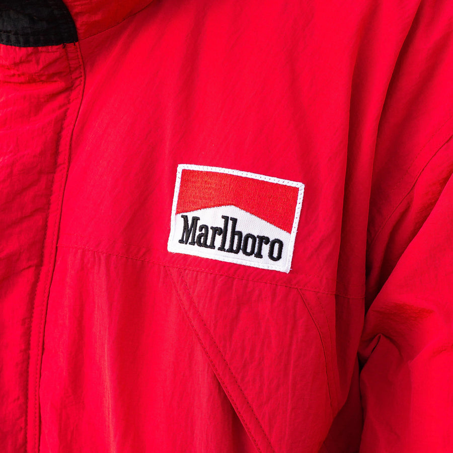 Marlboro Adventure Team 90's Patch Logo Waterproof Parka Jacket in Red and Black
